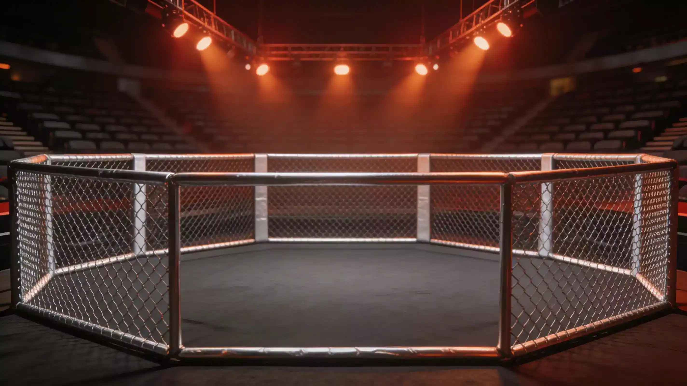 Paris sportif UFC MMA: octogone illuminé sous les projecteurs avant un combat